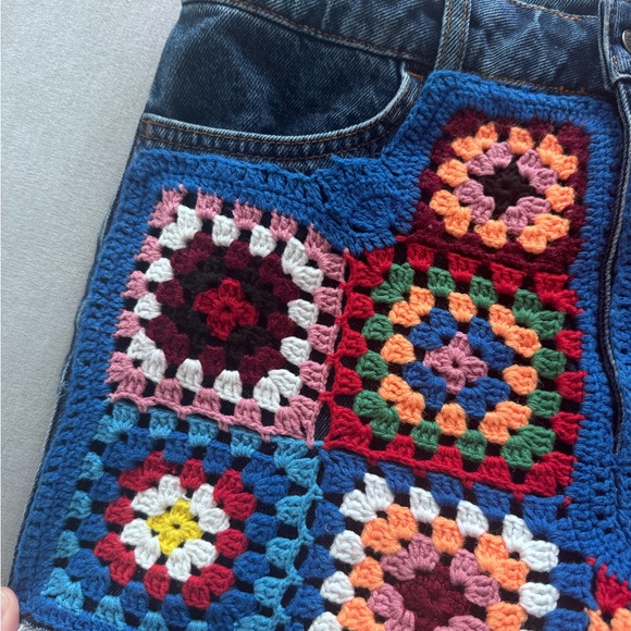 Anthropologie Farm Rio Ultra High-Rise Crochet Denim Shorts - Picture 4 of 8